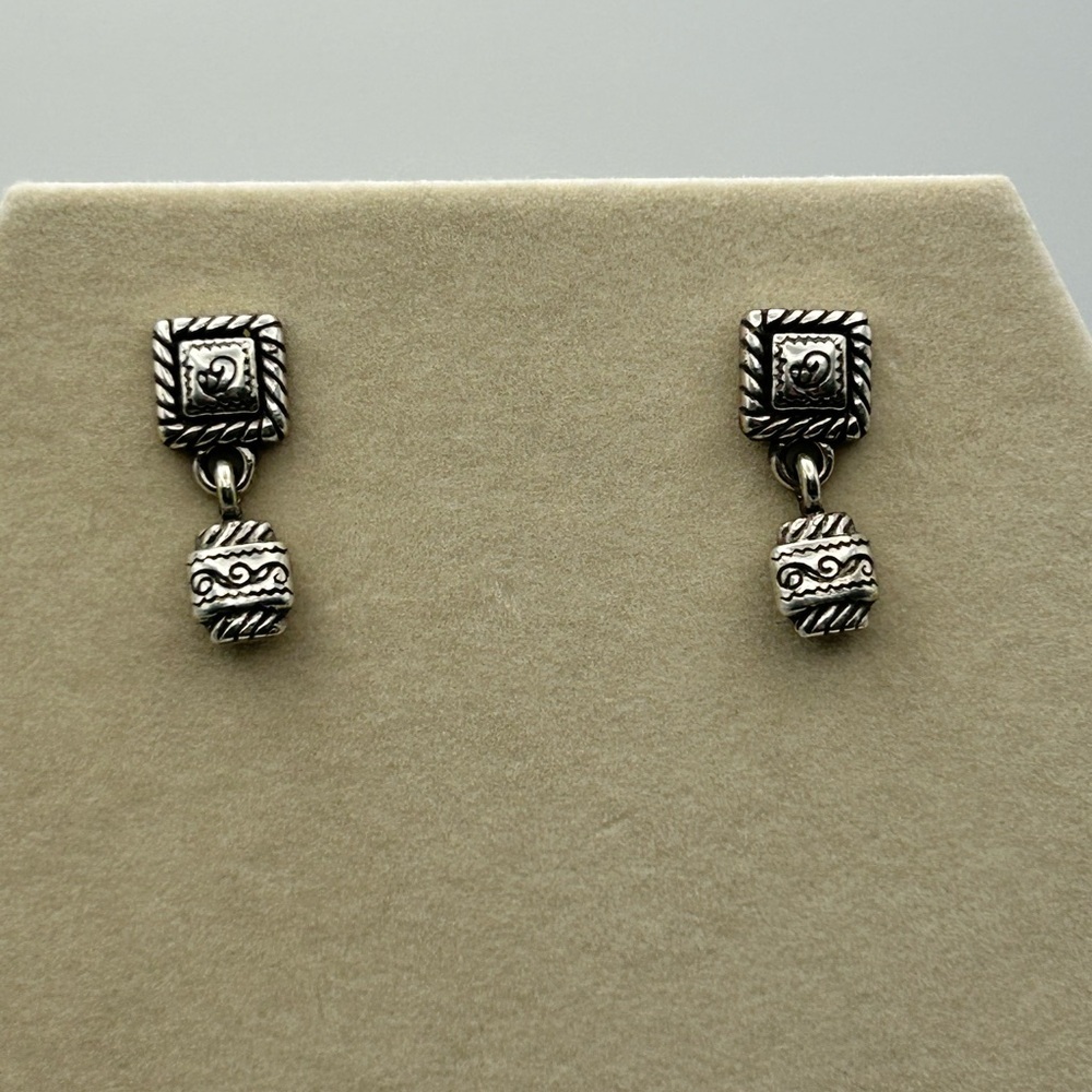 Brighton Dainty Post Dangle Earrings Silver Plated Retired1" Drop No Backs
